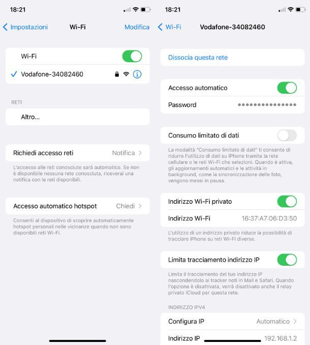 Recupero password Wi-Fi iPhone