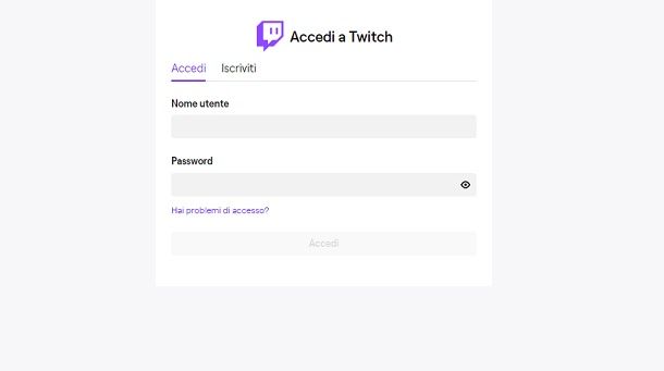 Accedi a Twitch