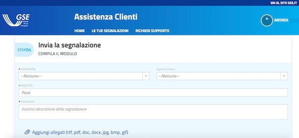 Come aprire segnalazione su GSE