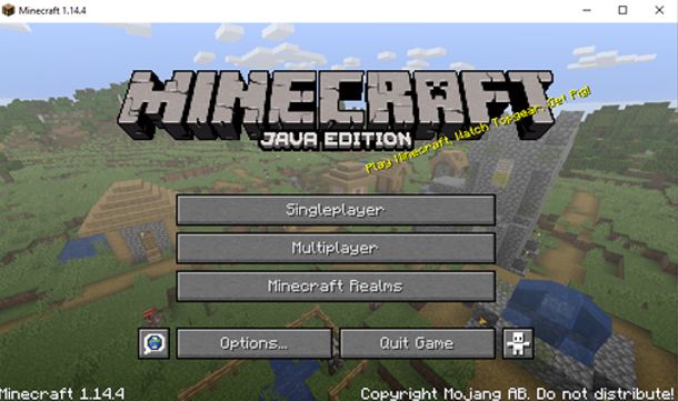 Minecraft appena avviato