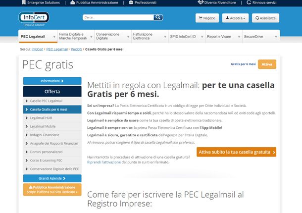 Crea una PEC con Legalmail