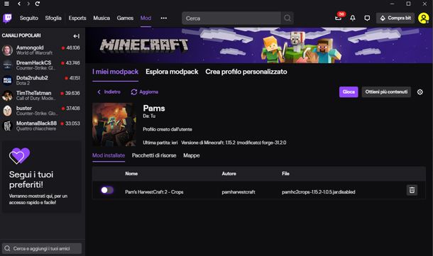 Disabilita le mod in Twitch