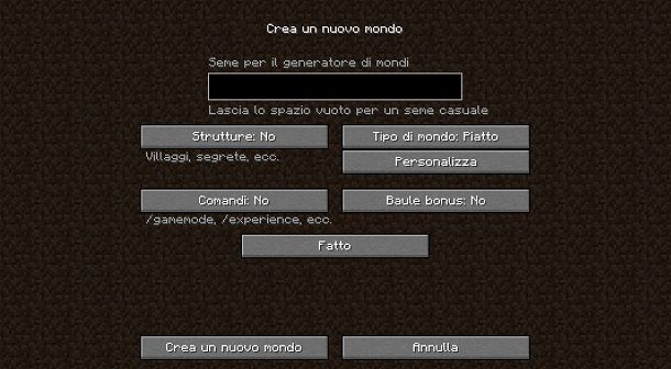 Creare mondo piatto su Minecraft Java Edition