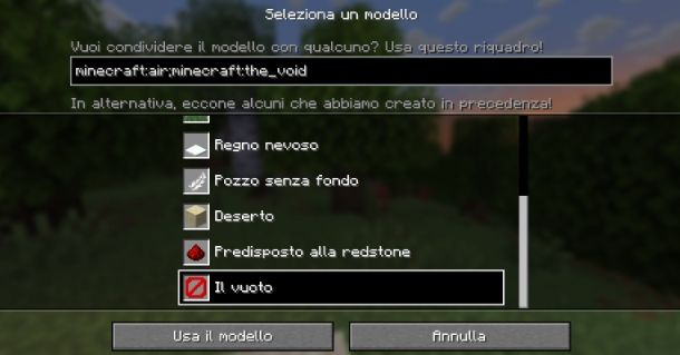 Come creare un mondo vuoto su Minecraft