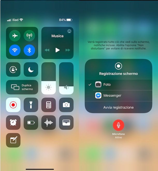 Come registrare schermo iPhone