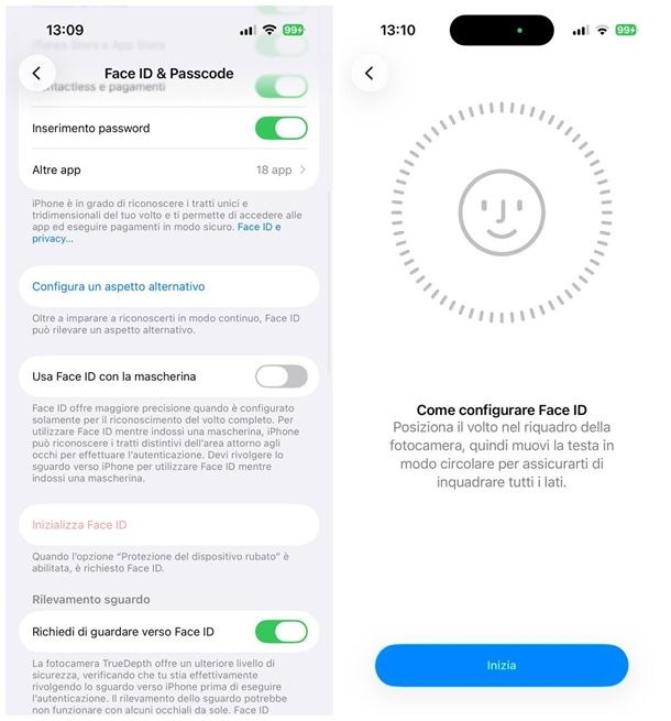 Come configurare aspetto alternativo Face ID