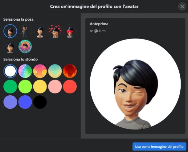 Avatar Facebook come immagine profilo