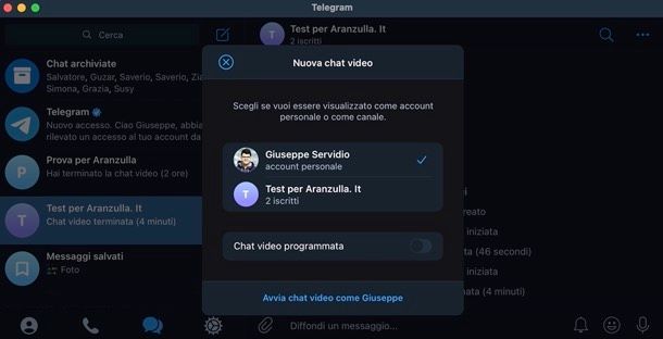 Come fare diretta Telegram da computer