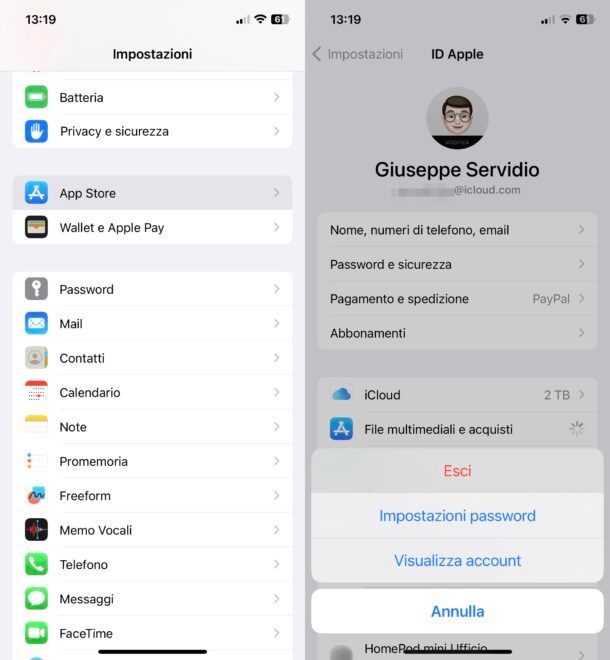 Cambiare ID Apple su App Store