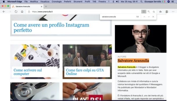 Trovare una parola in un testo su Internet