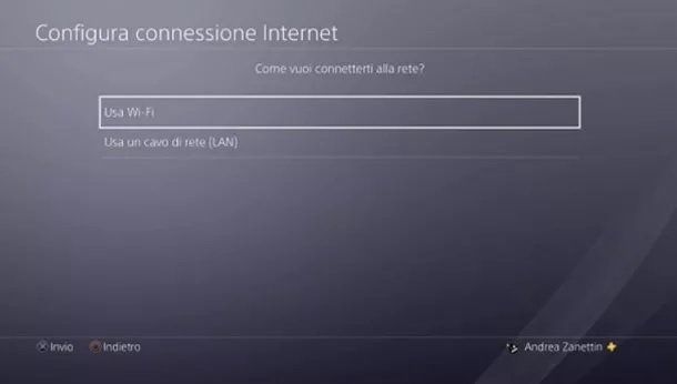 Connessione Internet PS4