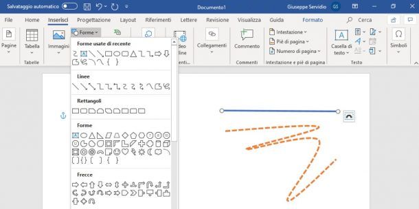 Disegnare linee su Word