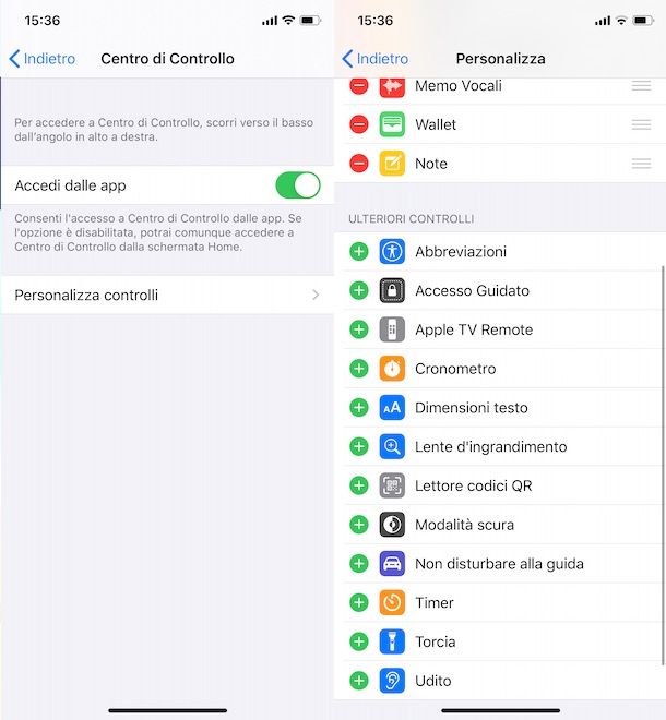 Come aggiungere Torcia nel Centro di Controllo di iOS