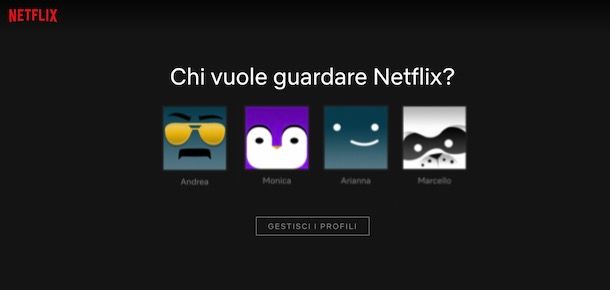Scegliere un profilo Netflix