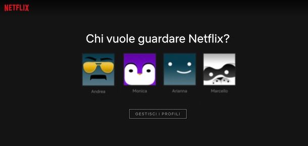 Scegliere un profilo Netflix