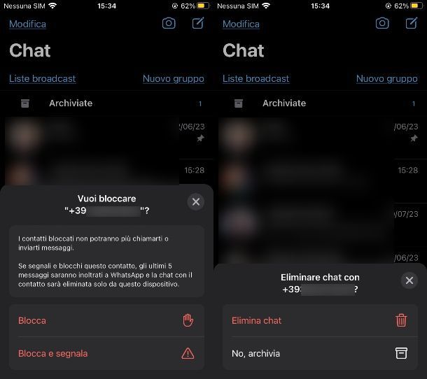 Come eliminare contatto WhatsApp non presente in rubrica