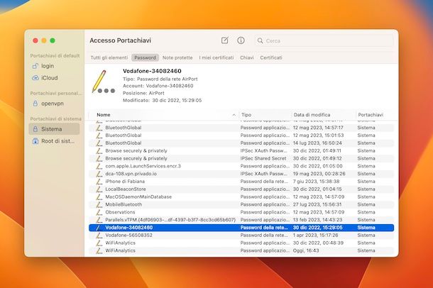 Accesso Portachiavi Mac