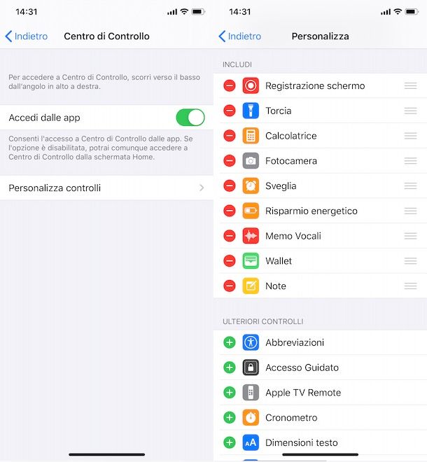 Aggiungere registrazione Schermo nel Centro di Controllo di iPhone