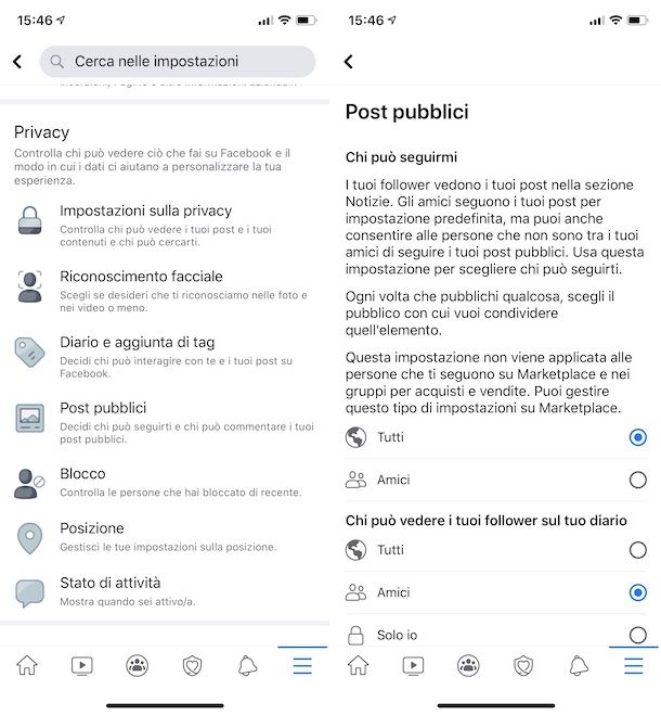 Attivare i seguaci su Facebook da cellulare