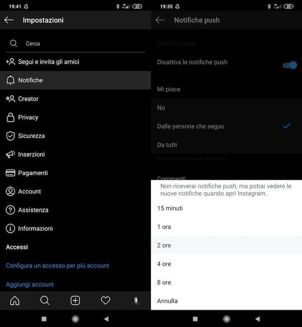 Togliere notifiche Instagram