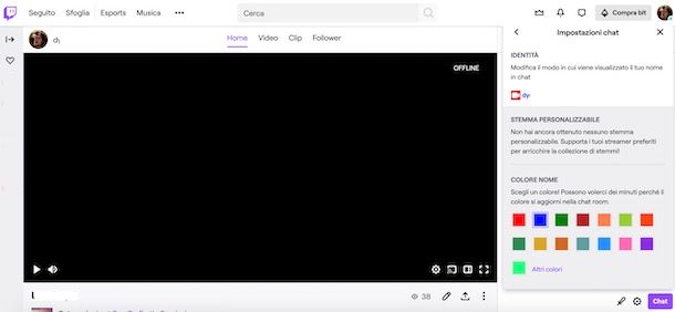 Come cambiare il colore del nome su Twitch