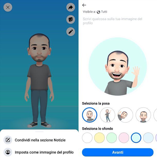 Avatar Facebook come immagine profilo