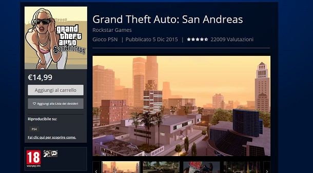 GTA San Andreas su PlayStation Store