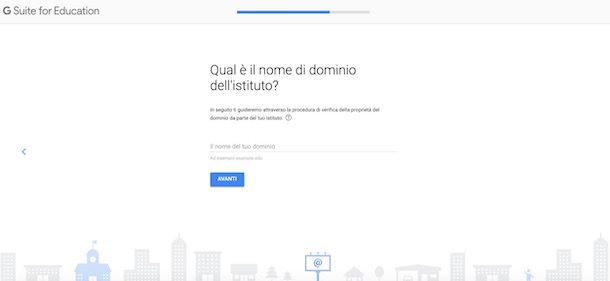 Schermata per inserire indirizzo Web della scuola