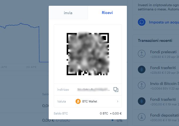 Ricevere i Bitcoin su Coinbase