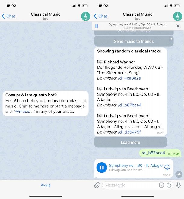 Bot per ascoltare musica su Telegram