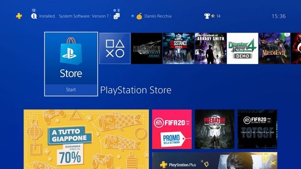 Accedere al PlayStation Store