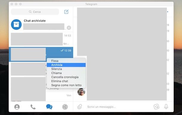 Archiviare chat Telegram da computer