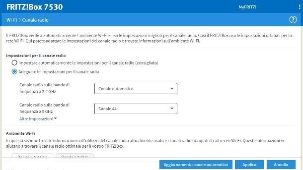 Modificare canale Wi-Fi router