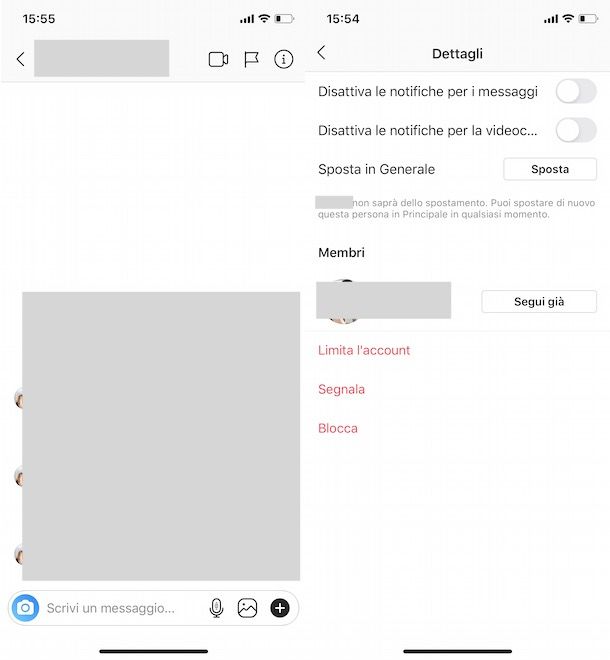 Archiviare chat Instagram