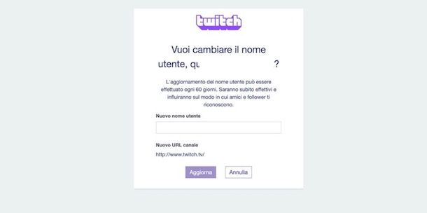 Modificare nome su Twitch