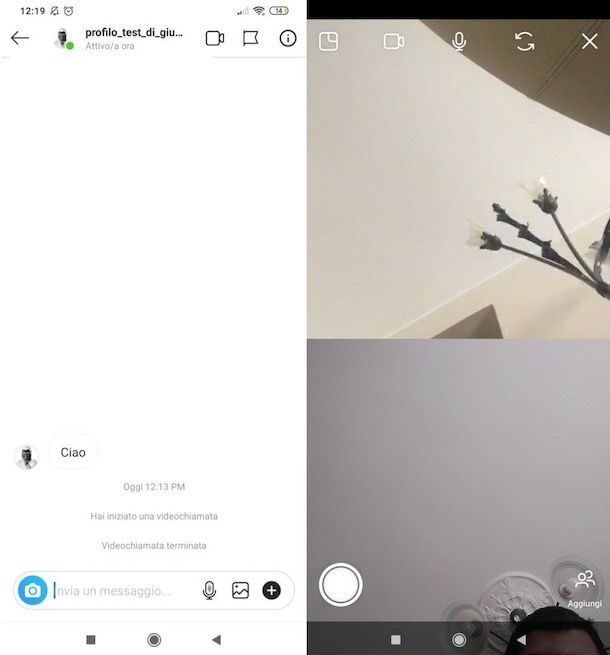 Come registrare videochiamata Instagram