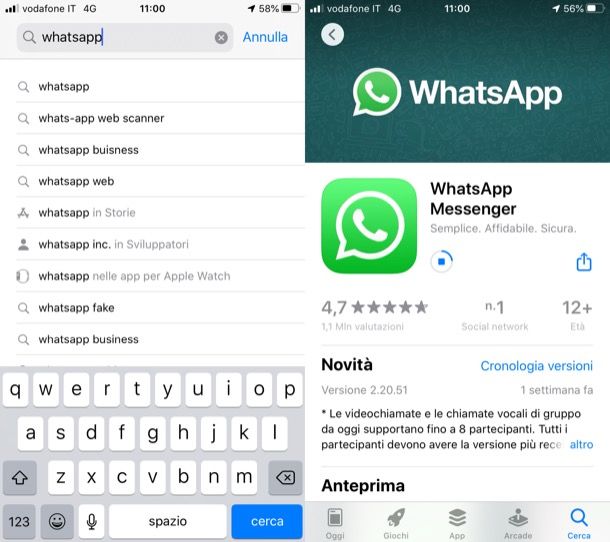 Installare WhatsApp iPhone