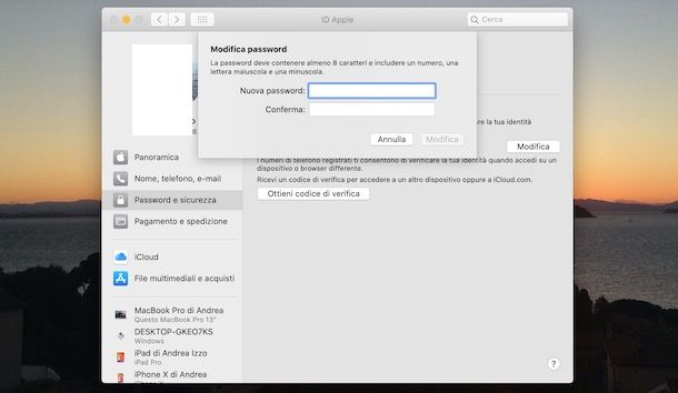 Come cambiare password ID Apple su Mac