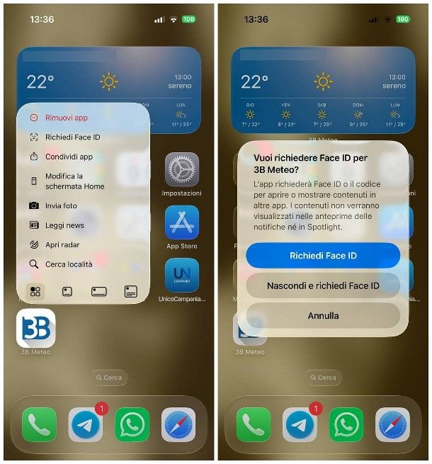 Come configurare Face ID per sblocco app