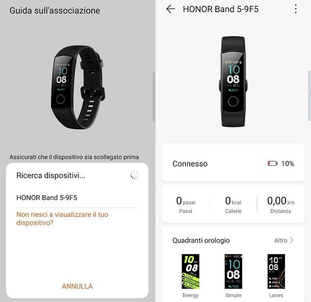 Honor Band Gestione