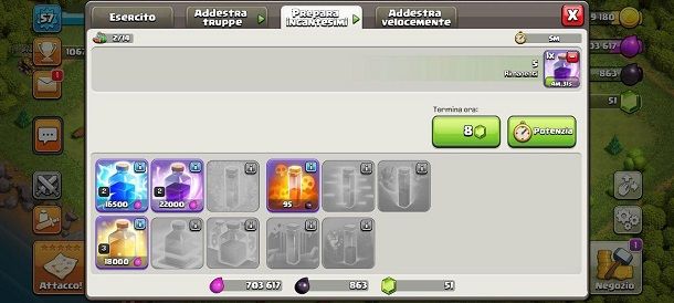 Prepara gli incantesimi Clash of Clans