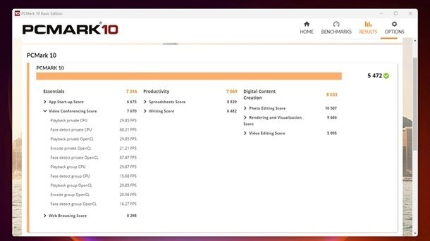 Programma per vedere le prestazioni del computer PCMark