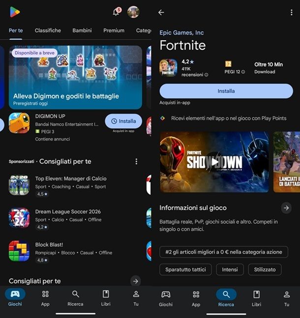 Scaricare Fortnite dal Play Store