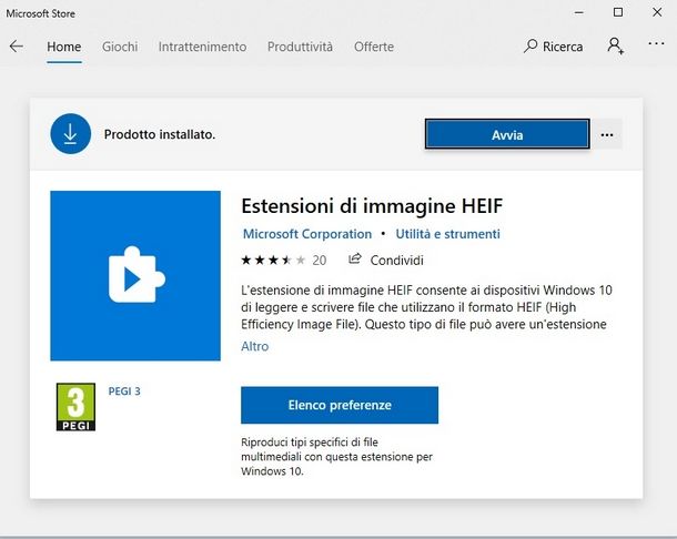 Scaricare l'estensione per aprire file HEIC su Windows 10