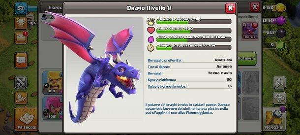 Drago statistiche Clash of Clans