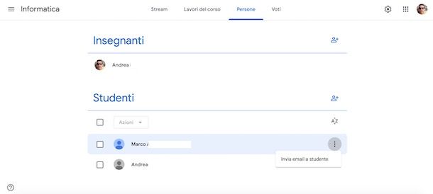 Inviare file su Classroom tramite email