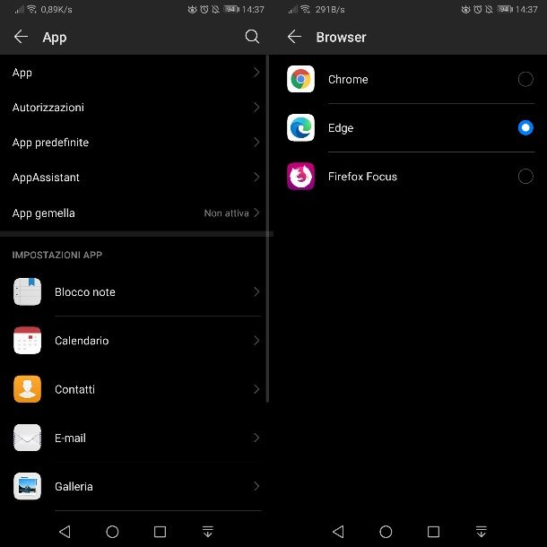 Cambiare browser Android