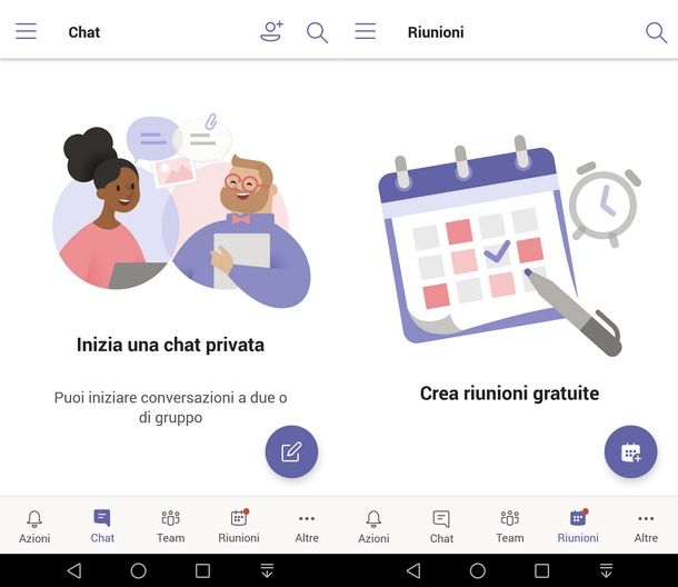 Strumenti principali dell'app Microsoft Teams