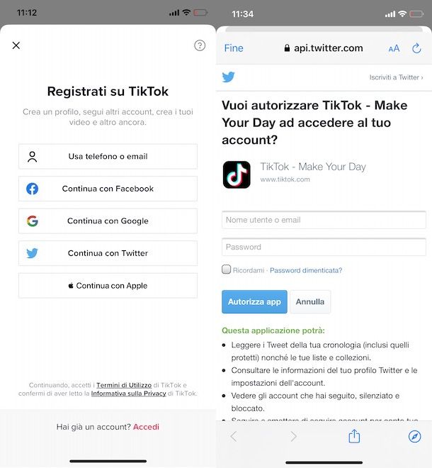 Come registrarsi su TikTok con X (Twitter)