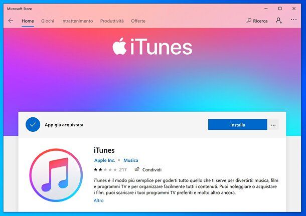 iTunes Microsoft Store